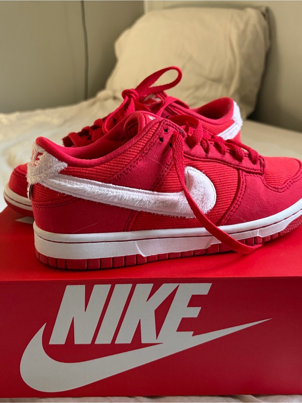 Nike Kids Red and White Low-Top Sneakers